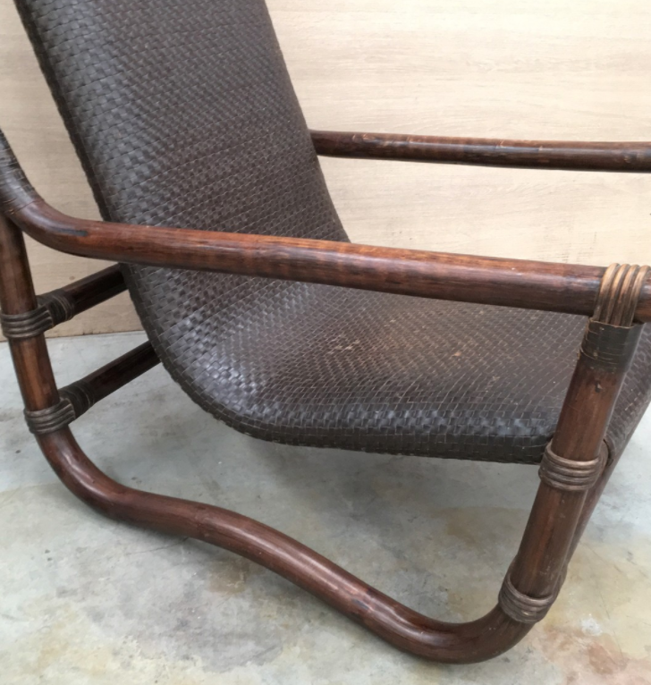 Fauteuil en bambou et en cuir