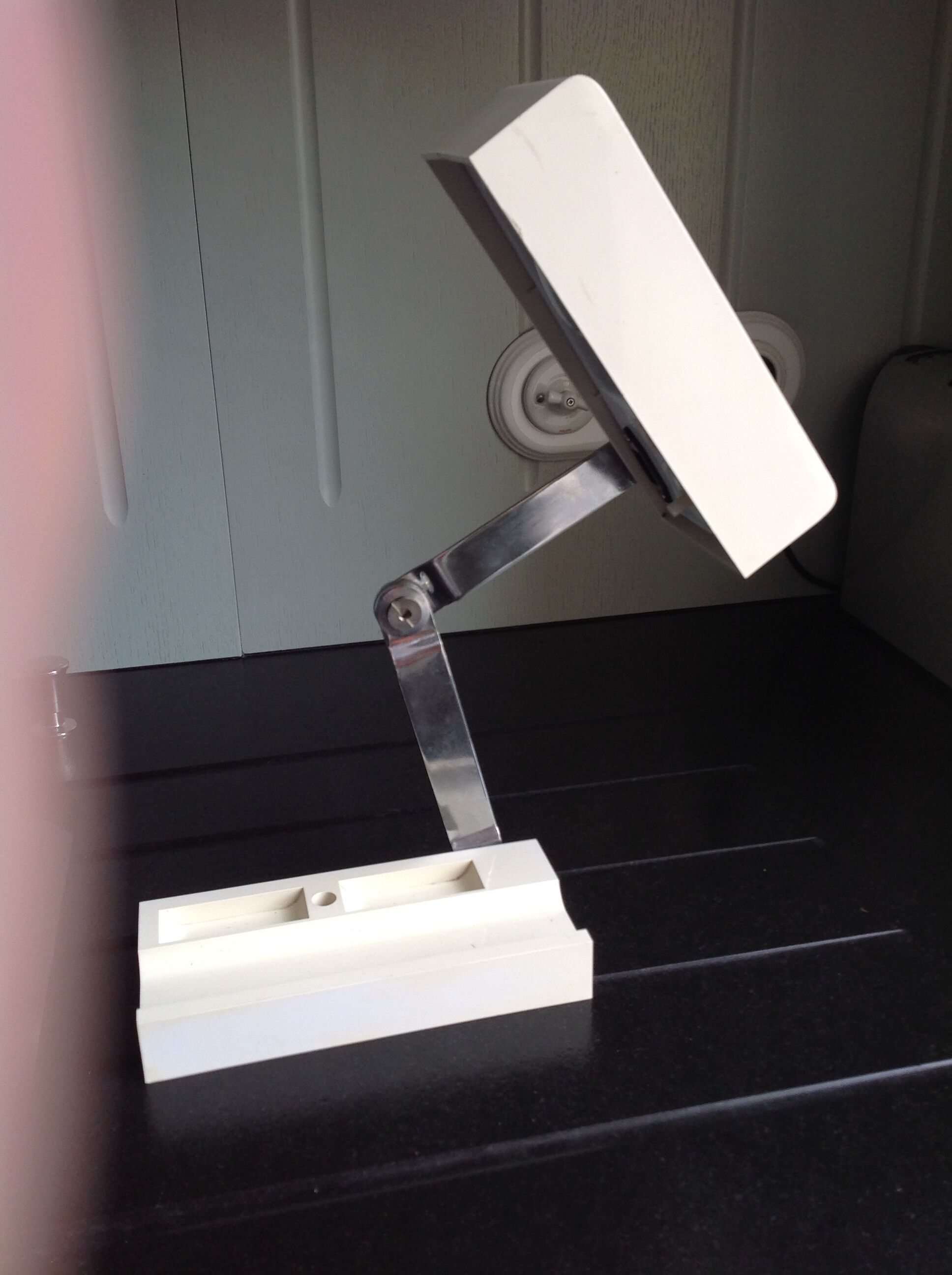 Vintage travel lamp adjustable and folding, 70s; folded it becomes a box.