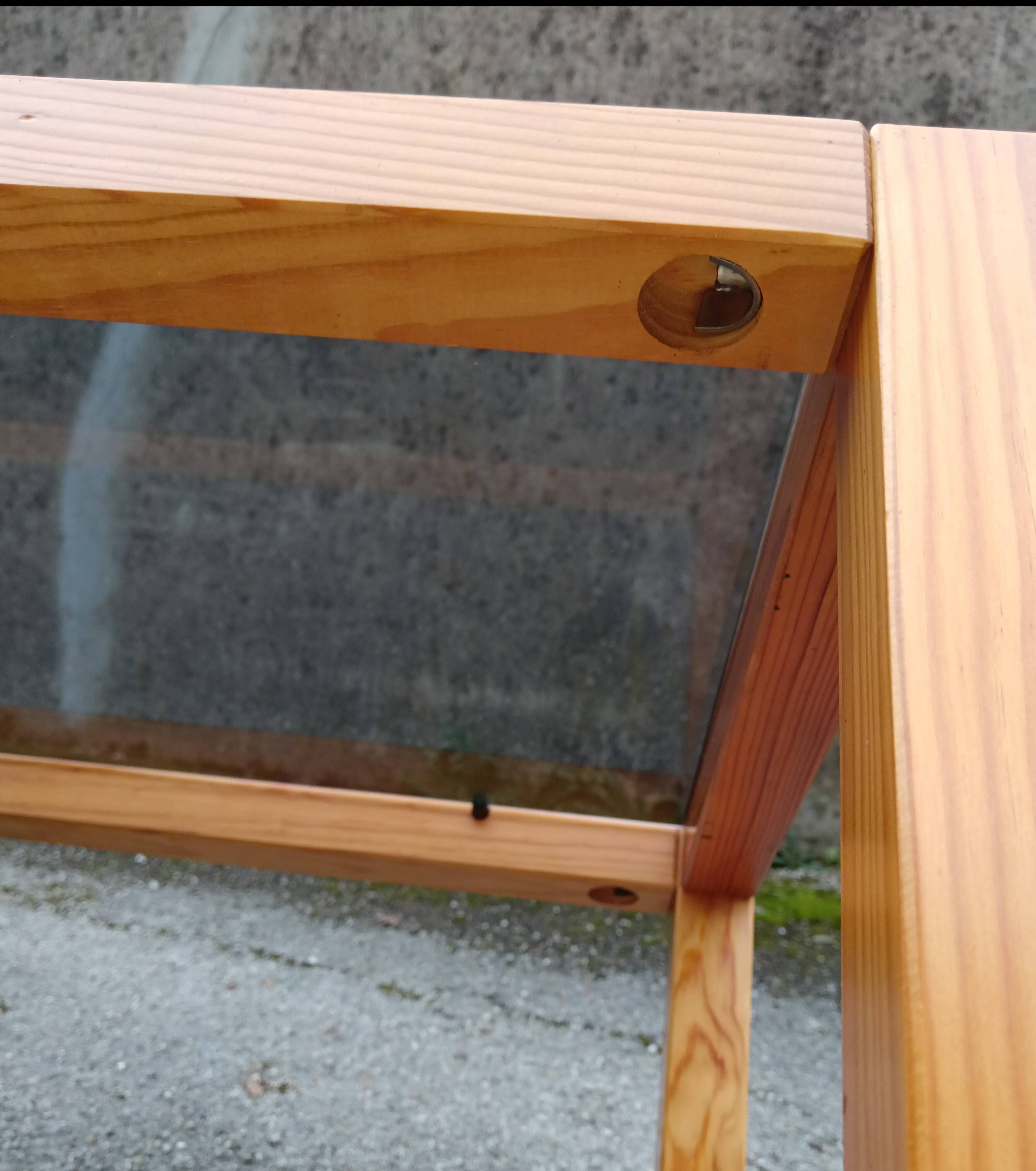 Vintage coffee table in wood and glass
