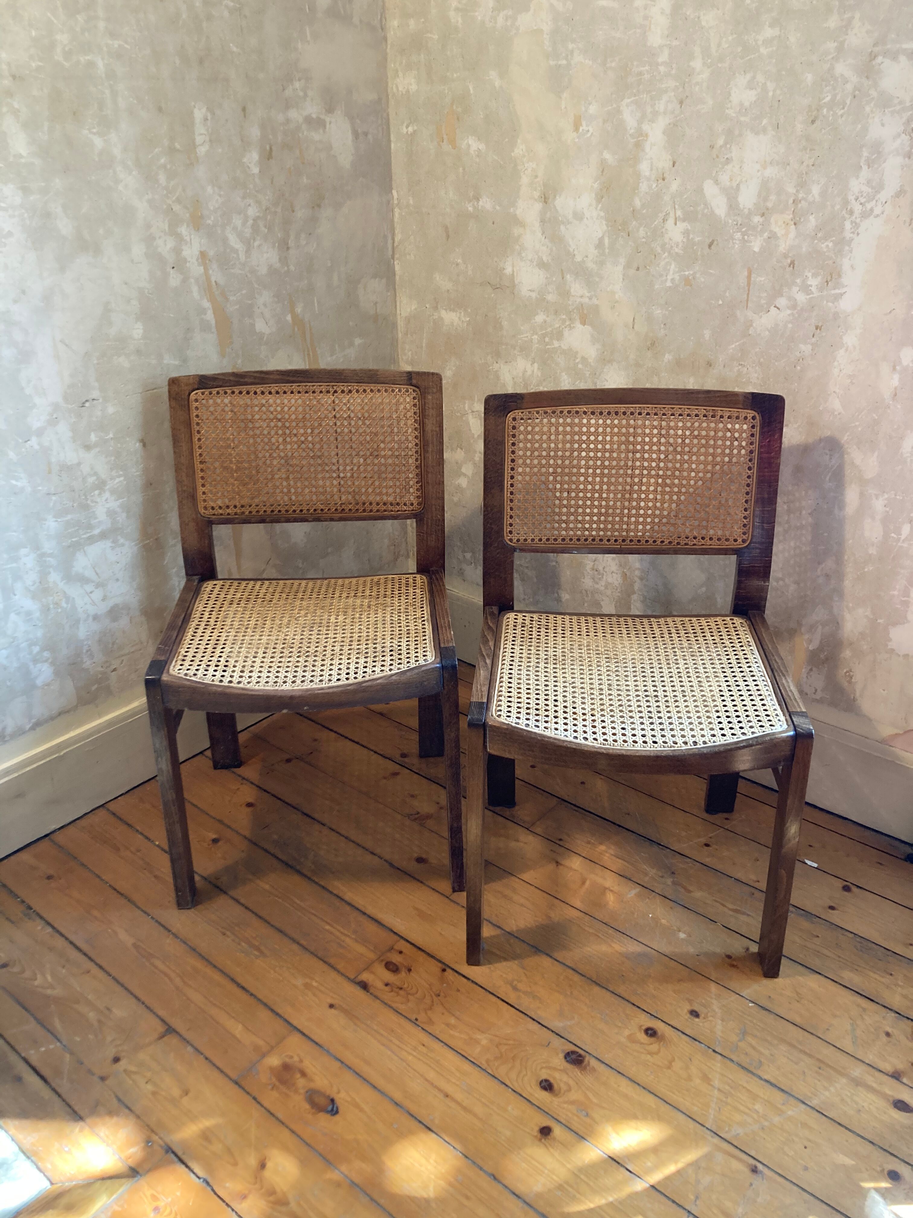 Pair of Baumann chairs canned