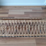Rattan and metal shelf, coat racks, 50s