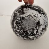 Blown glass vase with black snake decoration with white speckles