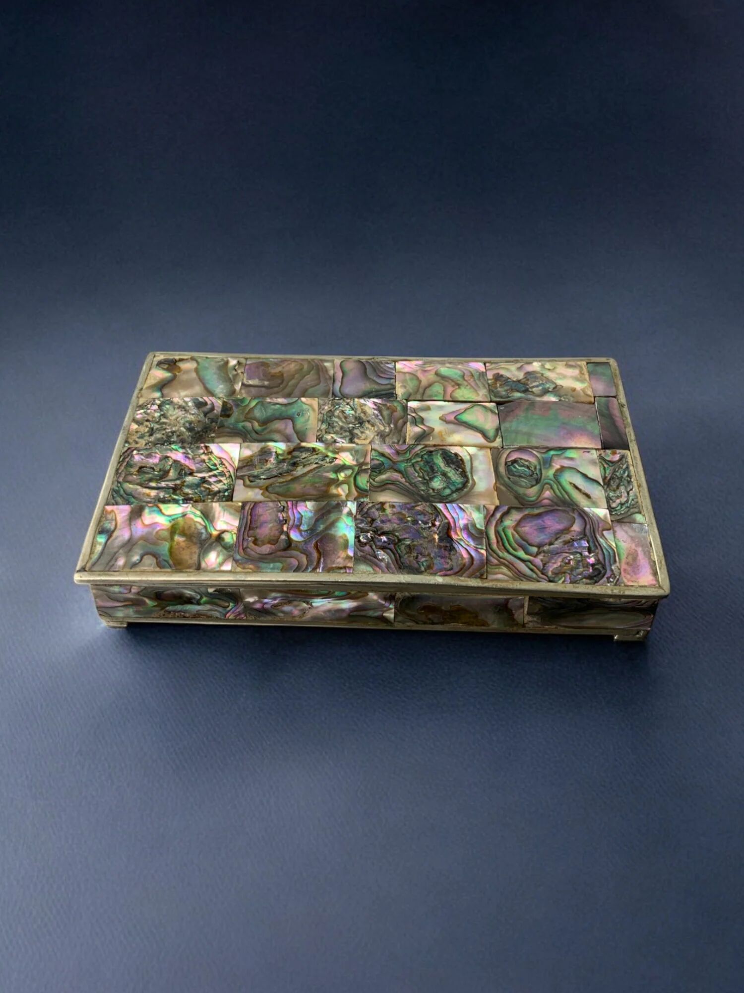 Abalone shell vanity box, alpaca and wood, Mexico, 1970s