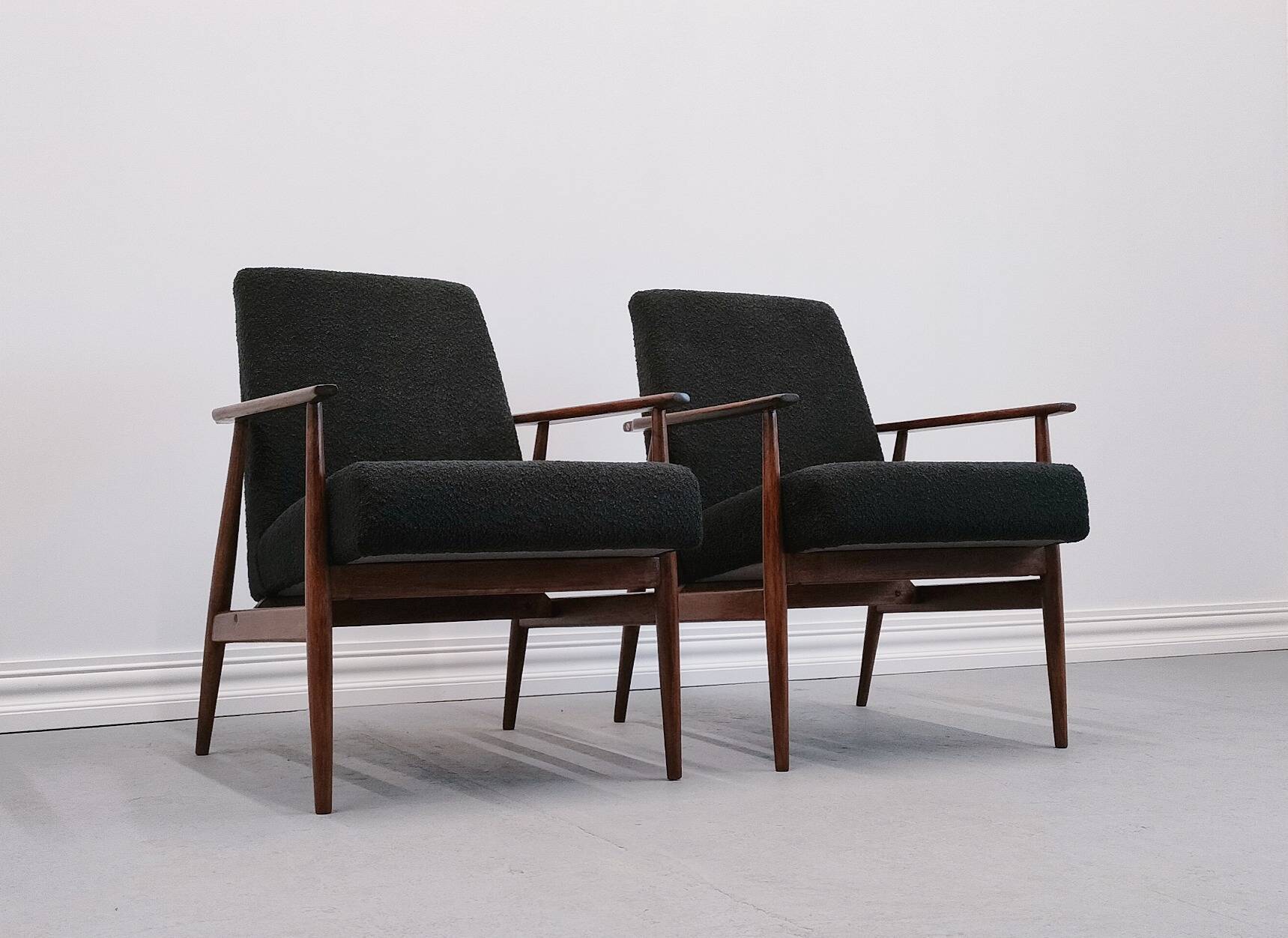 Henryk Lis armchair in black boucle 1960