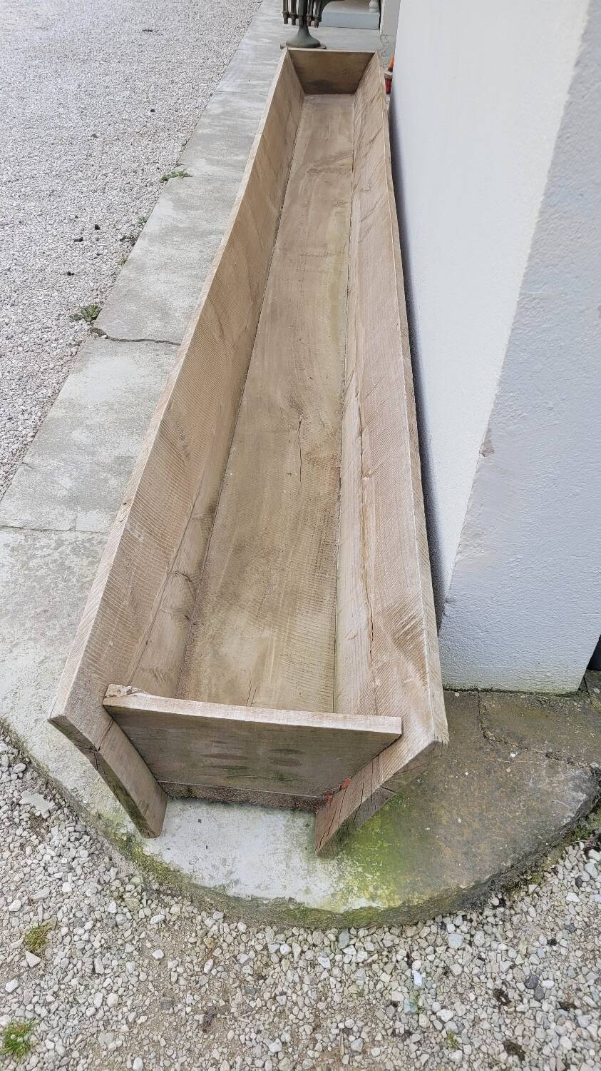 Old wooden trough Oak trough planter