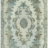 Handwoven unique anatolian 1980s blue rug