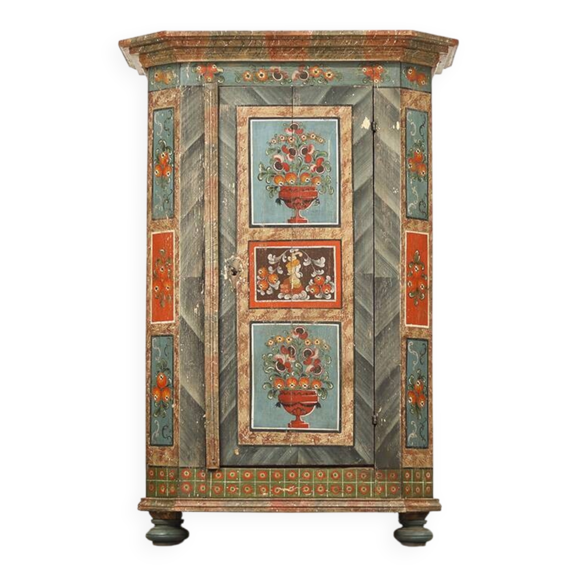 Folk art painted bridal wardrobe