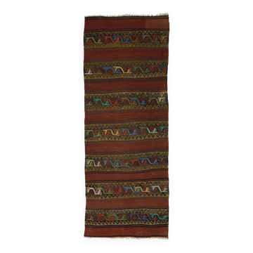 Vintage geometric Oushak kilim runner handmade 272 x 103 cm