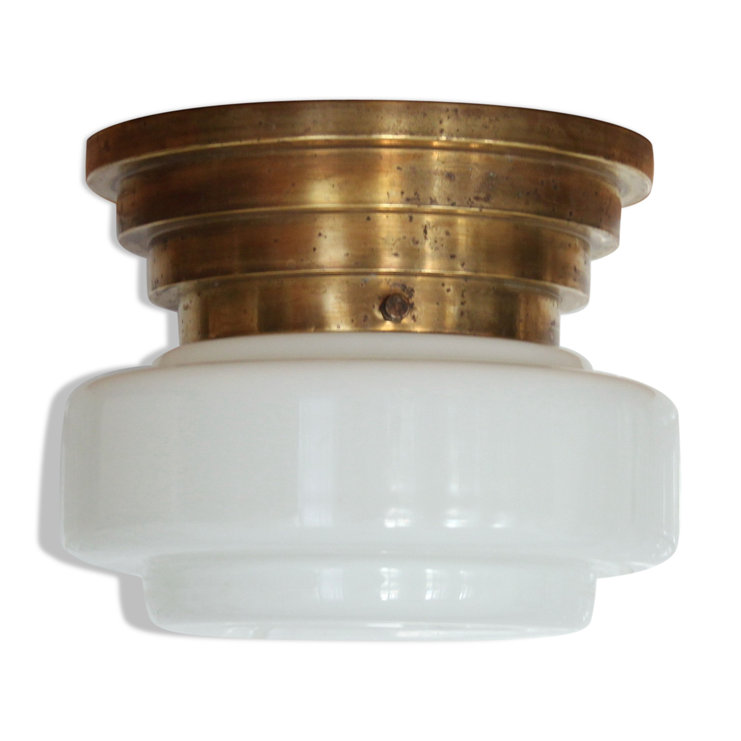 Wall ceiling support white opaline globe brass vintage