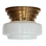 Wall ceiling support white opaline globe brass vintage