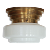 Wall ceiling support white opaline globe brass vintage