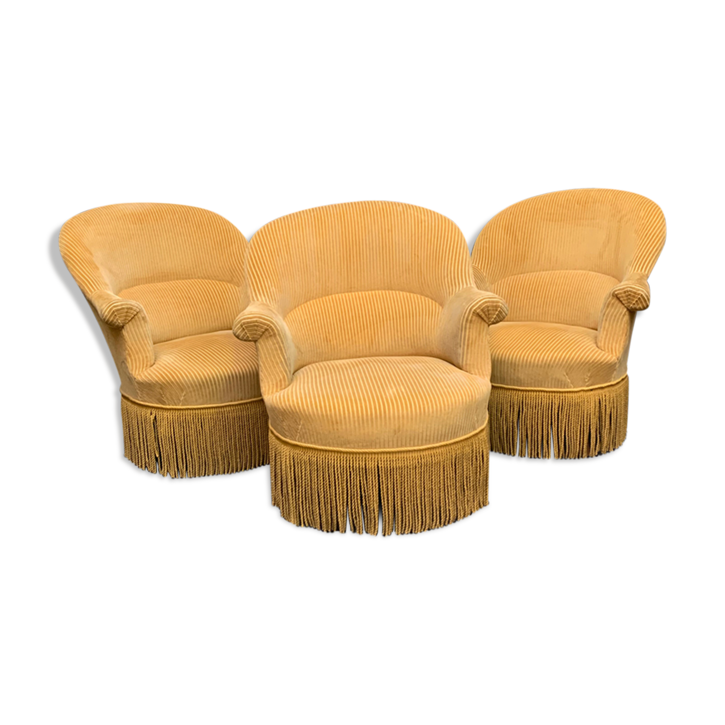 Suite de 3 fauteuils crapaud vintage