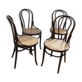 Lot de 4 chaises bistrot ancienne cannée