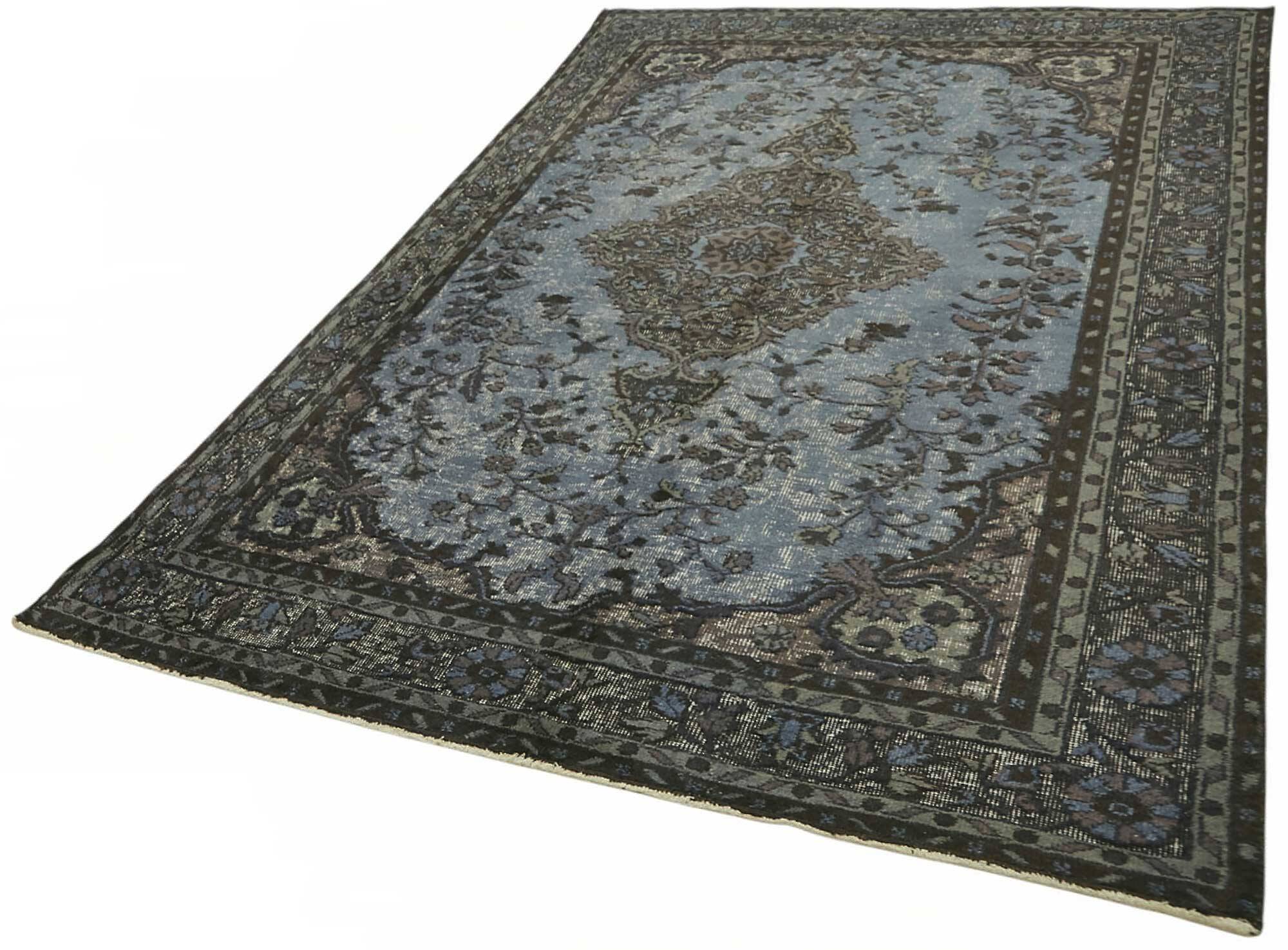 Overdyed Wool Vintage Handmade Carved Rug 172 cm x 267 cm