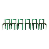 6 Bruno Rey Kush & co Green Stackable Chairs Circa 1970