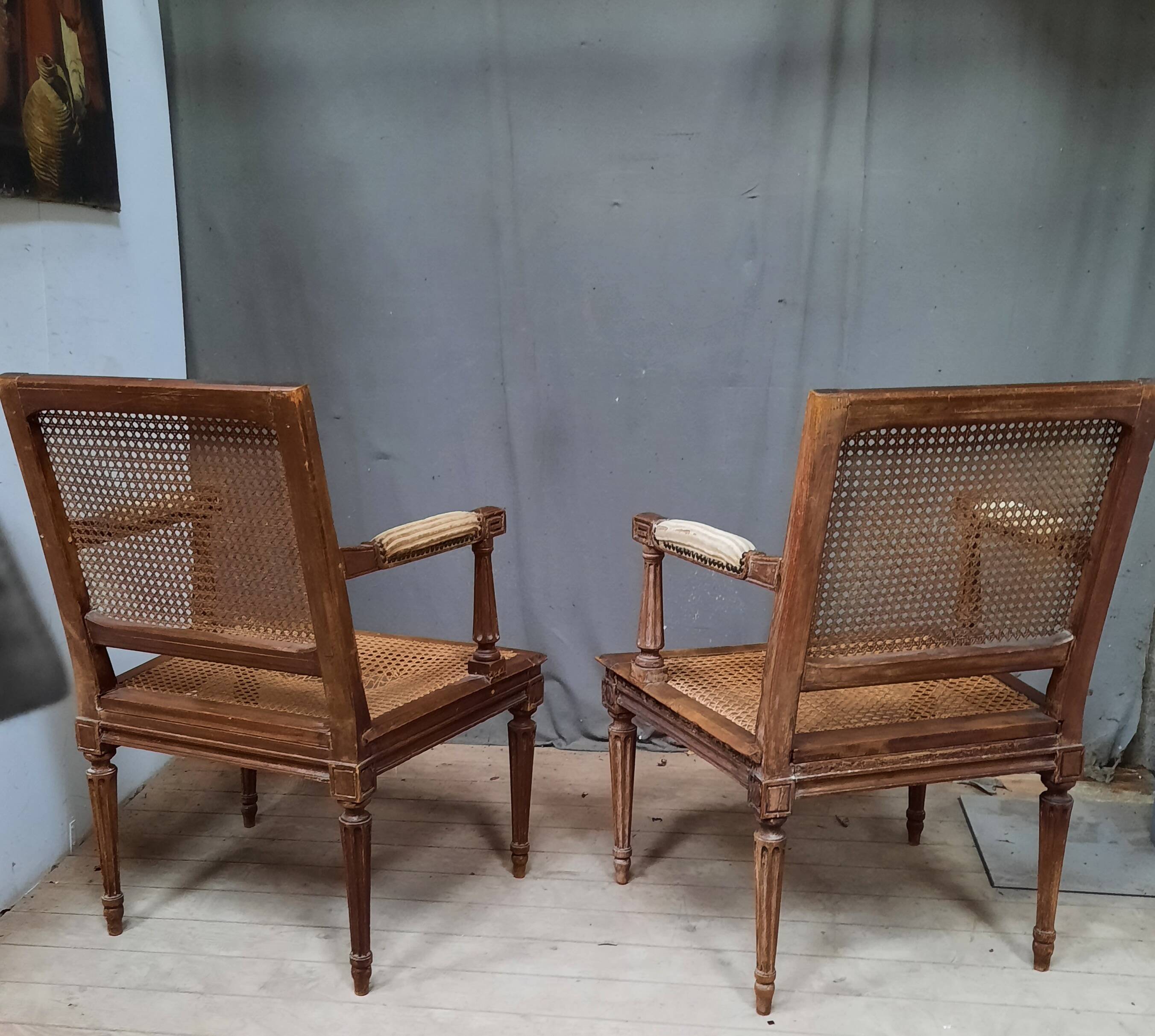 Pair of cane armchairs from the Louis XVI style