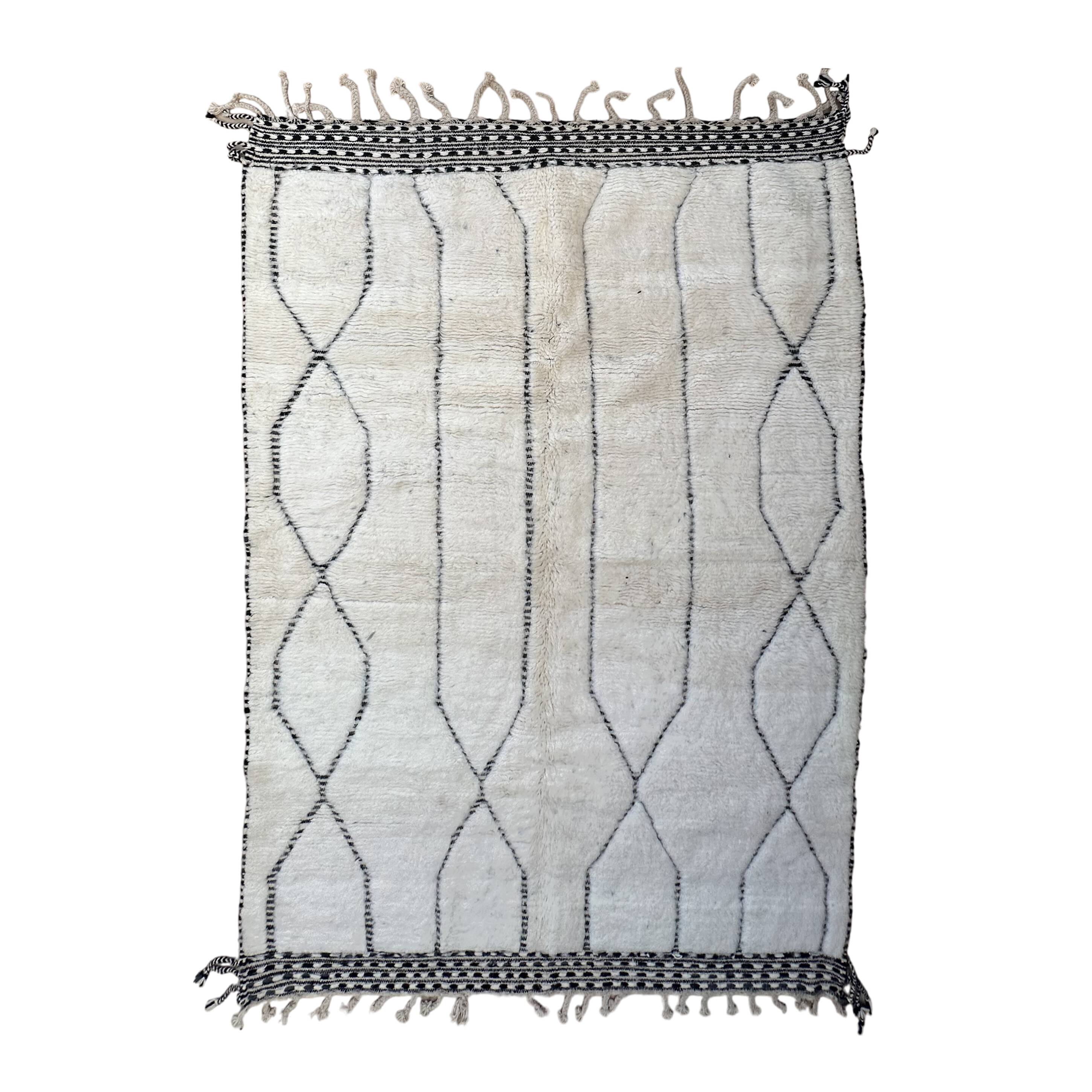 Tapis Berbère Beni Ourain blanc -  289 x 203 cm