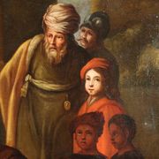 Ancient painting "The Baptism of the Eunuch" oil on canvas 17th century