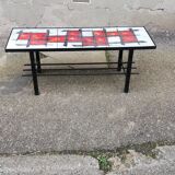 Vintage coffee table metal and lava stone