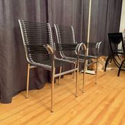 Pair of "Sandows" chairs designed by Rene Herbst, Bauhaus, France, 1980s