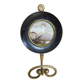 Antique Bronze Hook + Painted Ceramic Medallion Black Plastic Wine