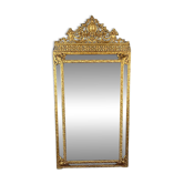 Miroir ancien en métal doré, XIXe siècle