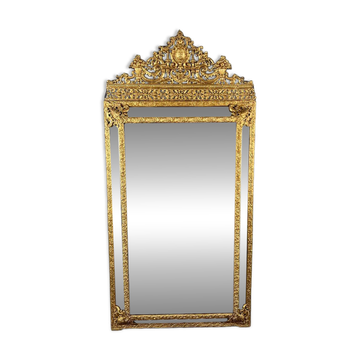 Large antique gilded metal mirror, 19th century
