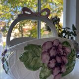 Large basket, ceramic planter, slip.