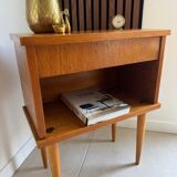 Vintage light wood bedside table