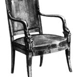 Paire de fauteuils Empire, Consulat, noyer et velours, XIXème s.