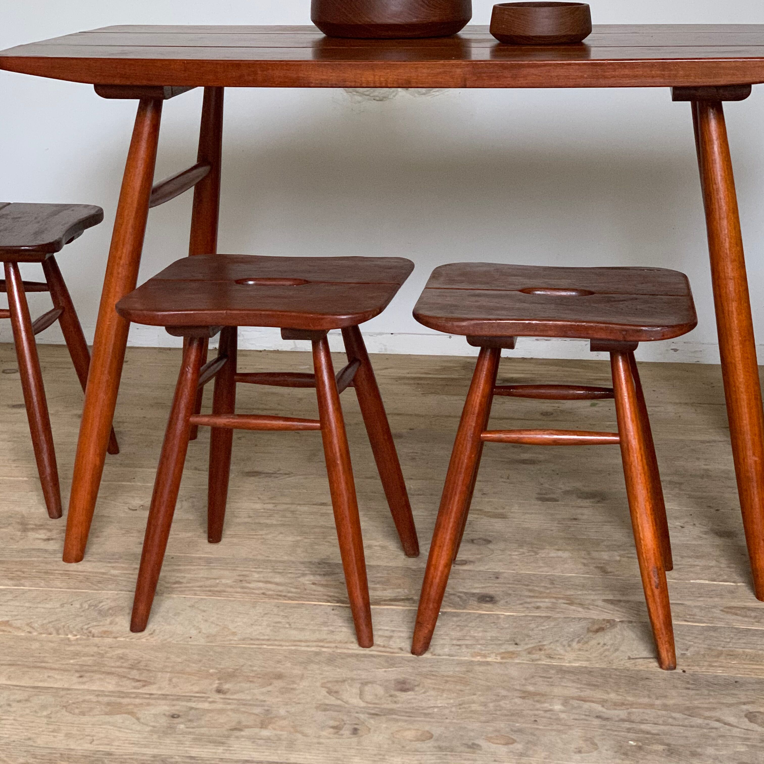 Ercol vintage solid teak stool