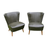 Pair of cocktail armchairs in skaï vert expo 58