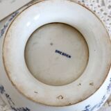 Vintage porcelain salad bowl Dresden - Blue and white floral pattern