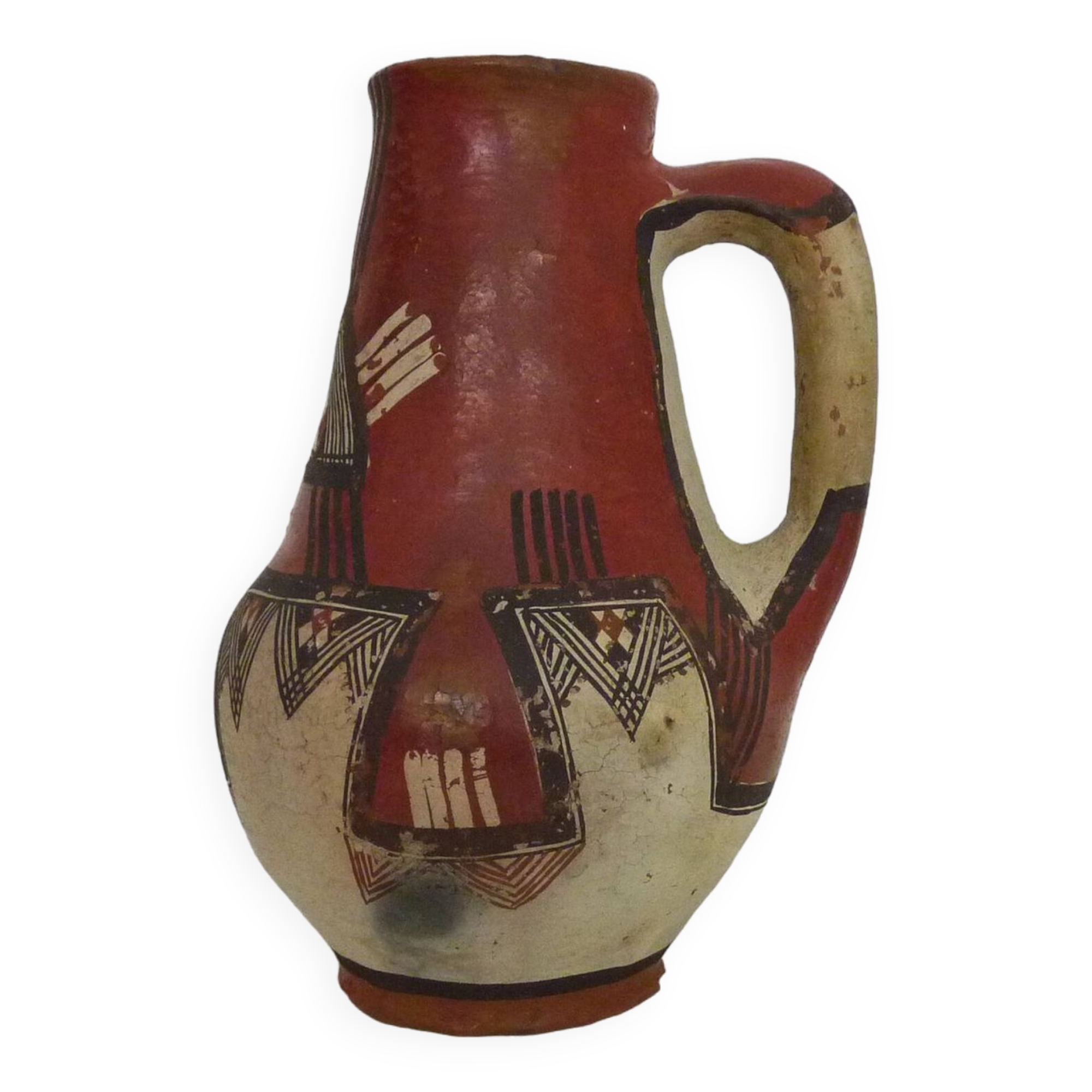 Iddeqi Kabyle pottery, Kabyle pitcher, Berber. Kabyle folk art. The 50's