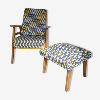 Fauteuil et son repose pied années 60
