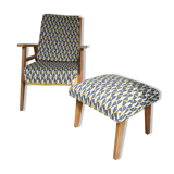 Armchair and its footrest 60s
