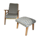 Armchair and its footrest 60s