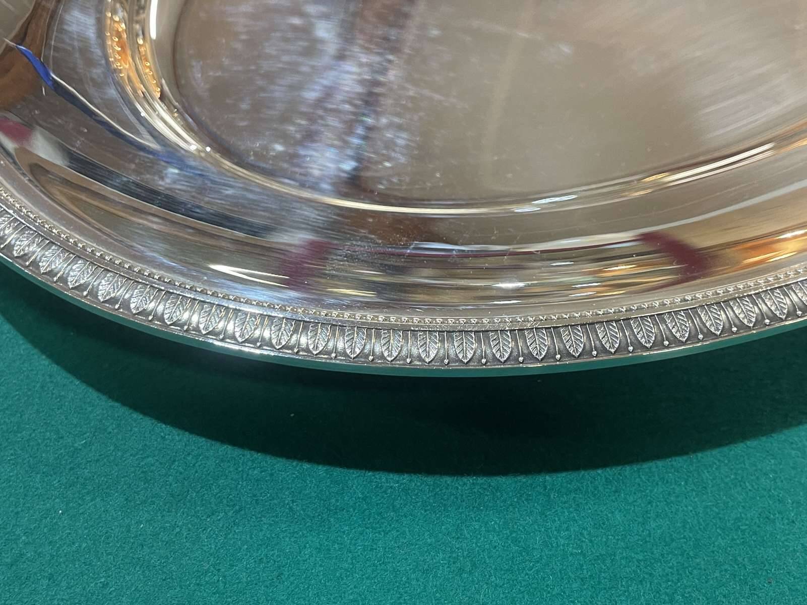 Oval silver-plated metal tray Christofle Malmaison model