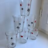 Set of 6 water glasses card games 70s