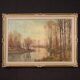 Grand tableau de paysage signé A. Corradi du XXe siècle