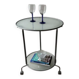 Ikea two-tiered serving trolley with glass.