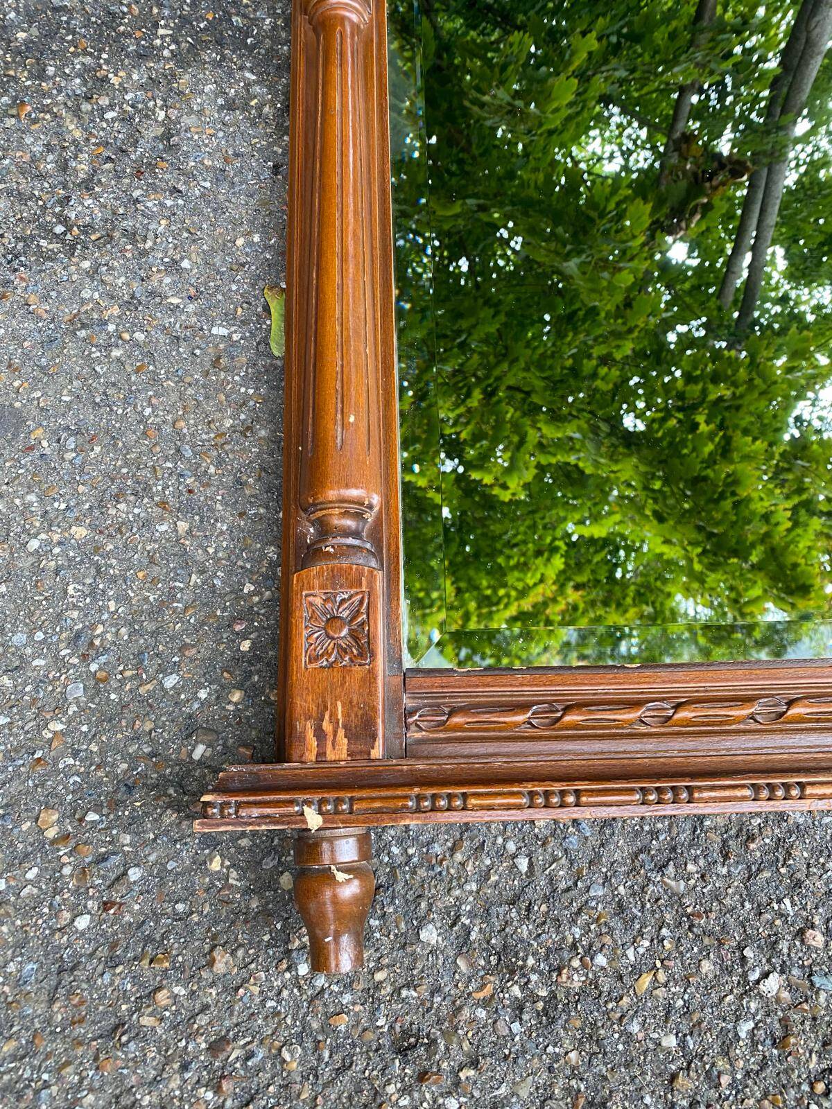 Henri II mirror in solid oak 67x97cm from the 19th century