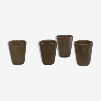 4 old sandstone cups