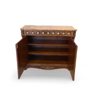 An antique French Louis XVI-style marble-top side cabinet