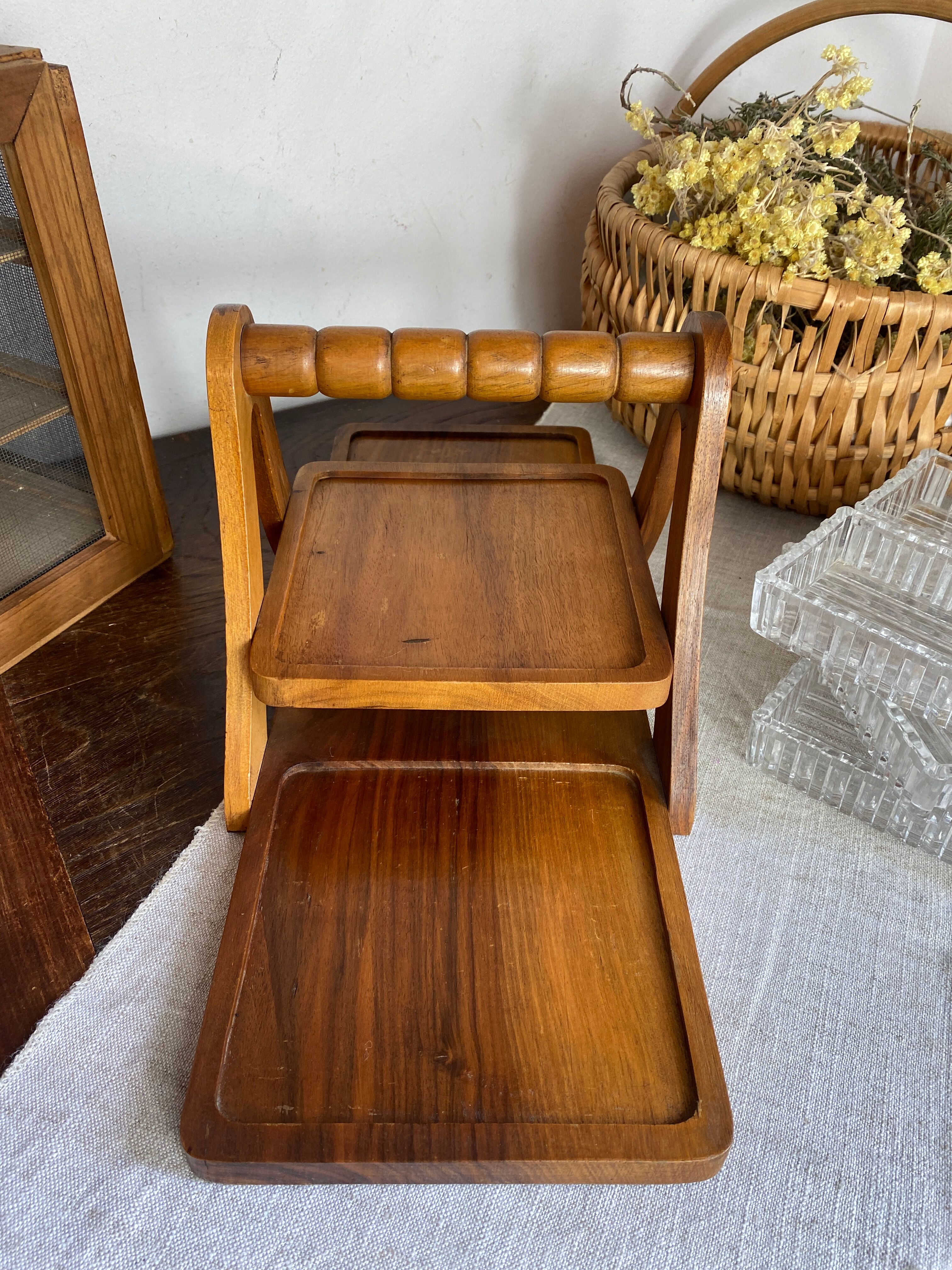 Art Deco wooden compartmented servant