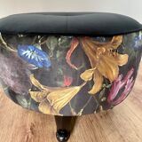 Pouf rond, rétro, fleuri