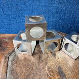 Set of 6 minimalist chrome steel candle holders from the 70s.