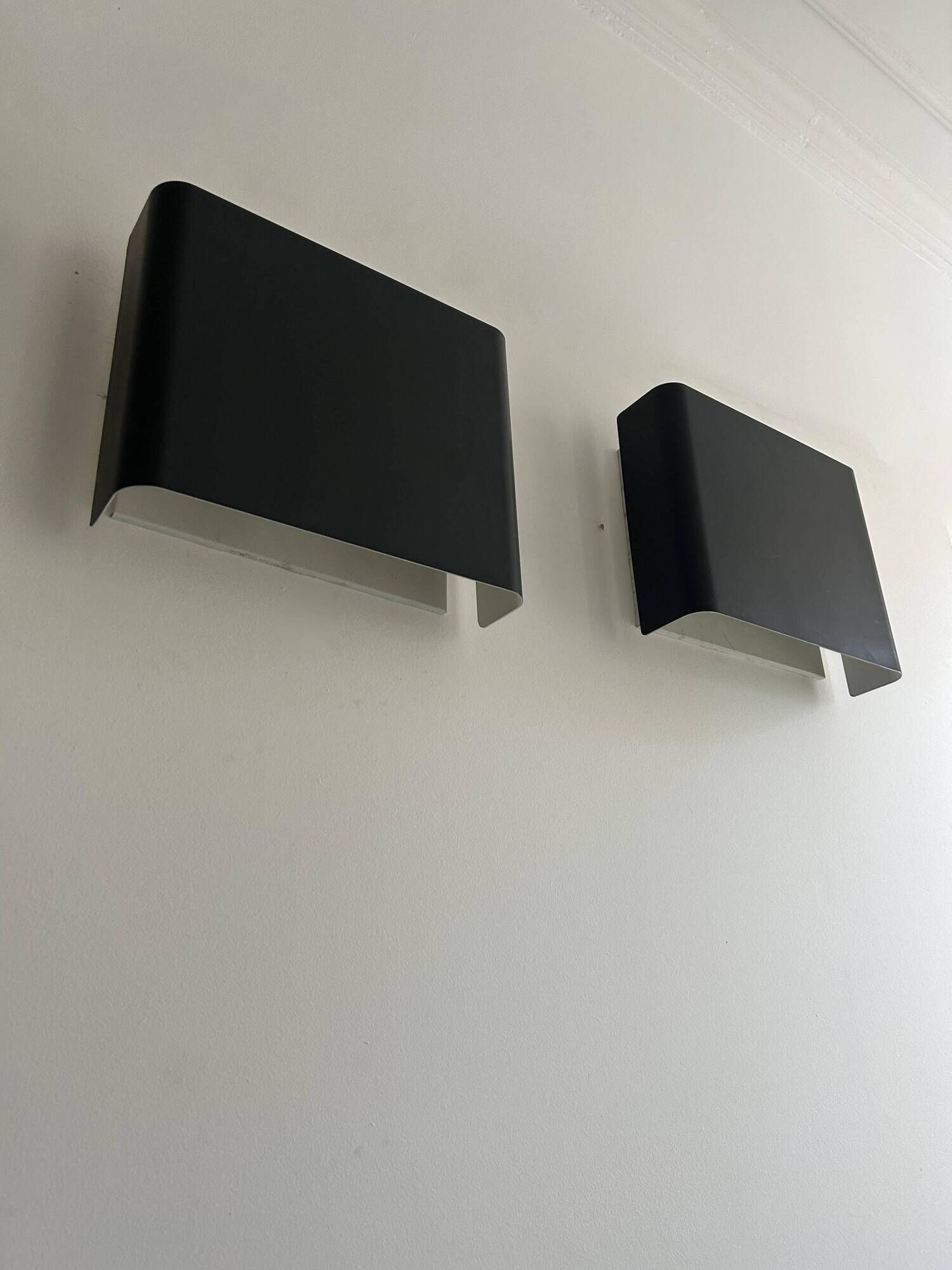 Pair of vintage Doria Leuchten wall lights, matte black, Germany 1970s