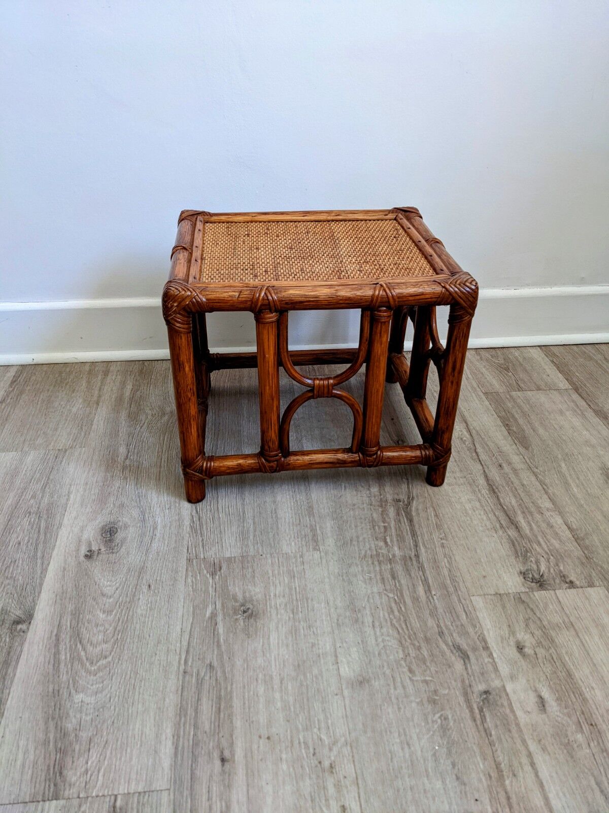 Caramel rattan side table