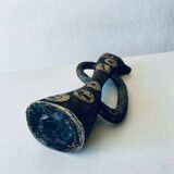 Brutalist bronze vase, the signs of the zodiac